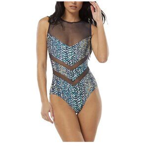 NWT Vince Camuto Women High-Neck Zip-Back One-Piece Multi Size 6-14 $140 AA298